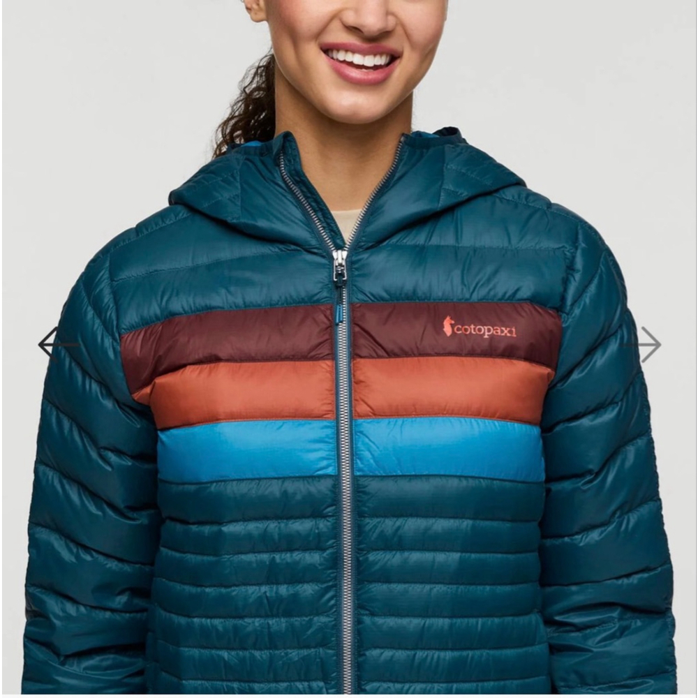 NWT Women's Cotopaxi Teal & Brown Fuego Hooded Puffer Jacket M - Picture 4 of 10
